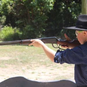 Mitchell McDowell in action at Wanganui Pistol Club. Photo / Supplied