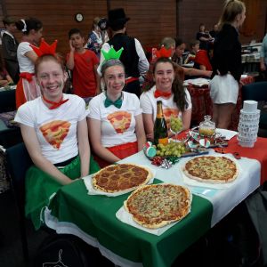 The Italian team of Hayley Bardell, Amy Maskery and Charissa Loader had so much fun making their own pizzas.