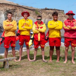 All past/present WHS students, Lennart Nowak, Ethan Bryers, Matthew Newell, Phoenix Grammaticogiannis and Jack Clifton from Whanganui Surf Lifesaving Club. Photo / Lewis Gardner. All past/present WHS students, Lennart Nowak, Ethan Bryers, Matthew Newell, Phoenix Grammaticogiannis and Jack Clifton from Whanganui Surf Lifesaving Club. Photo / Lewis Gardner.