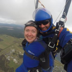 Athena Jones-Collings with Skydive Taupo's Chris Clements jumping 15,000 feet above Taupo. Photo / Supplied.