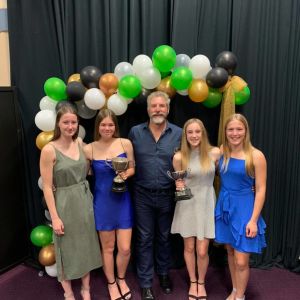 Team Award - Junior Girls Sprint Team; Maggie Jones, Paris Munro, Greg Fromont (Coach), Casie Glentworth and Charlotte Baker.