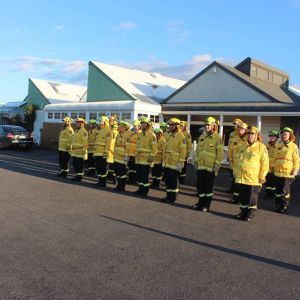 Rural firefighters on morning parade at the block course. Photo / Supplied.