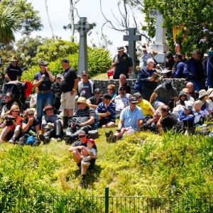 Hundreds poured into the Heads Road cemetery to watch the action. Photo / Lewis Gardner.