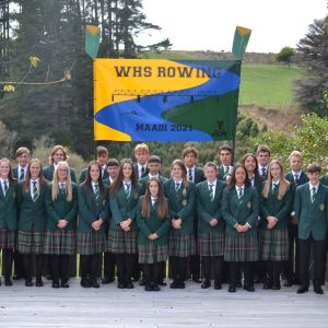 Our Maadi Cup squad. We had two crews in the A Finals; our U16 coxed quad and first-year novice boys in the U18 novice coxed quad. Photo / Supplied.