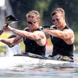 Whanganui paddler Max Brown (left) and Wellington K2 1000m crewmate Kurtis Imrie are the first New Zealand canoe crew to be named for the Tokyo Olympics. Photo / File.