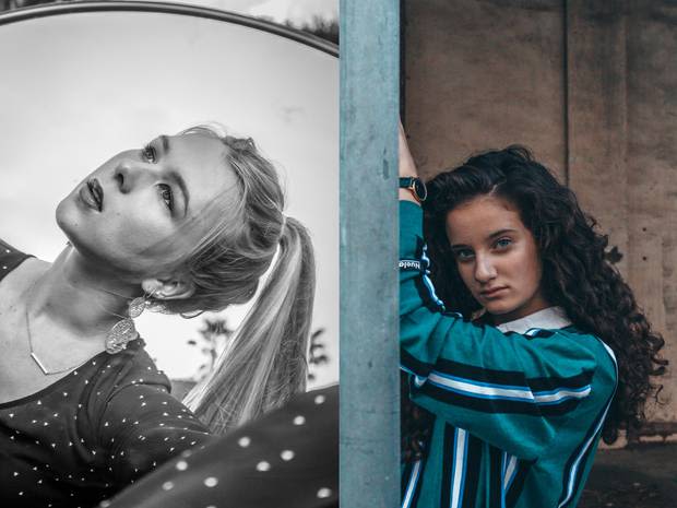 15-year-old Bracegirdle loves photographing people. Pictured here are Tayla Robbertsen (left) and Friederike Orschler (right).\ Photos / Zoe Bracegirdle.