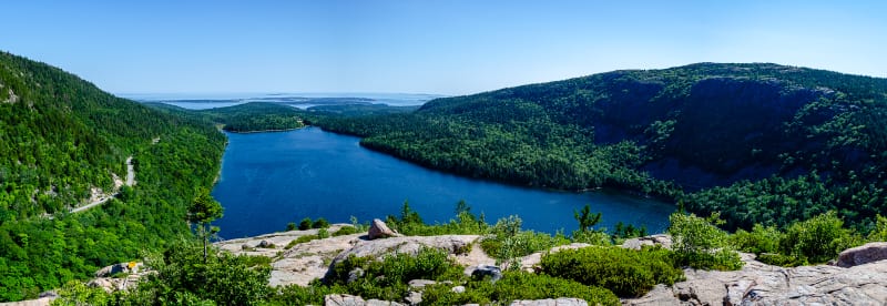 view of jordan pond from south bubble mountain