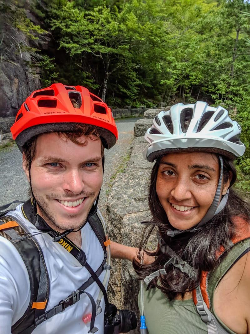 Will and Sushila selfie on carriage road