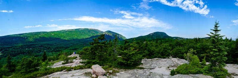view of Cadillac Mountain from Gorham mountain summit