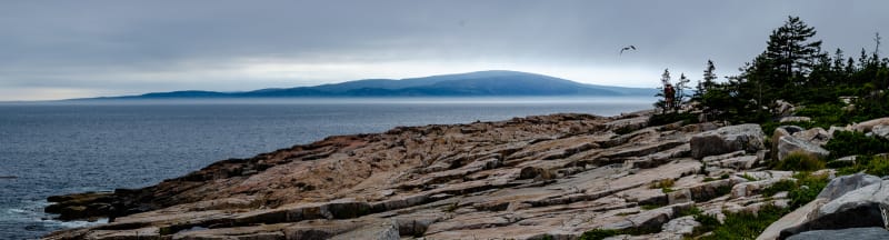 view of cadillac mountain from schoodic point