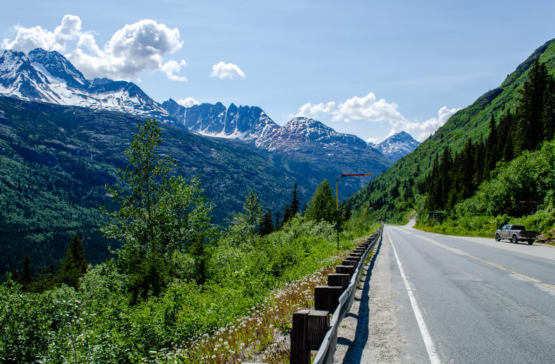 road descending into a valley