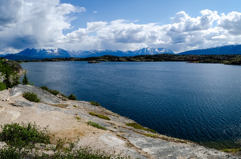 a large lake in the mountains