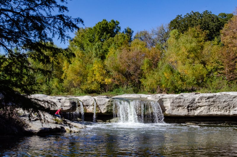 the waterfall at mckinney falls