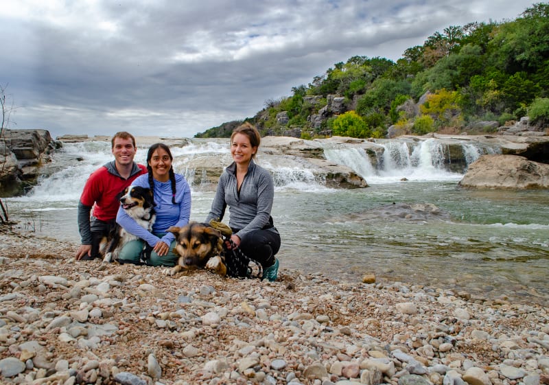 group photo in front of the falls