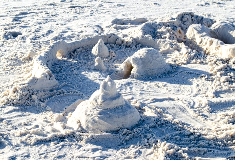 a poo emoji shape in the sand