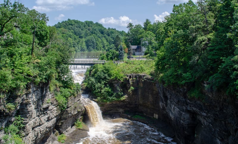 waterfalls along the cornell campus