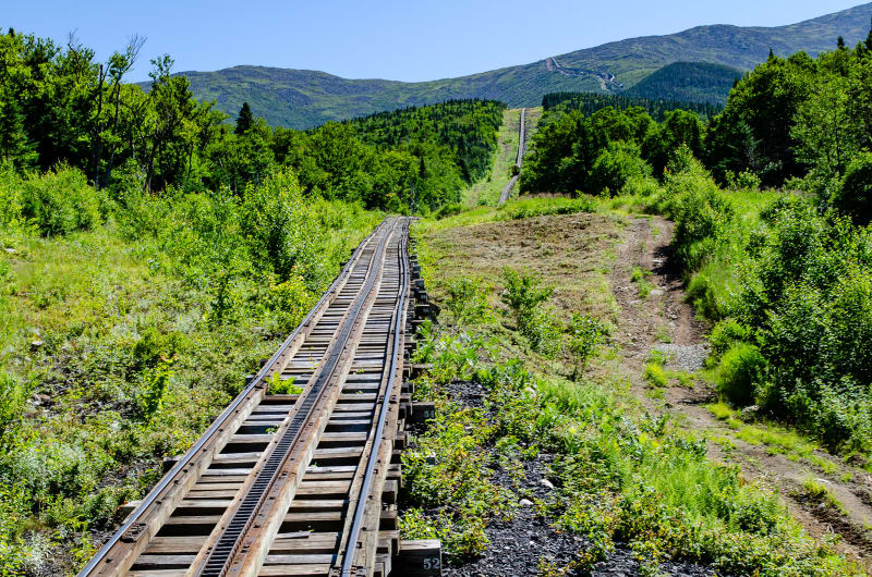 cog railway tracks up the mountain