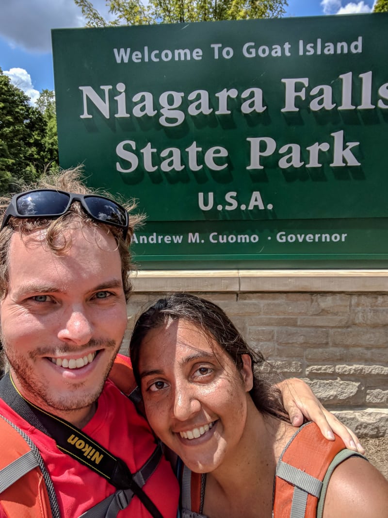 us with the niagara falls state park sign