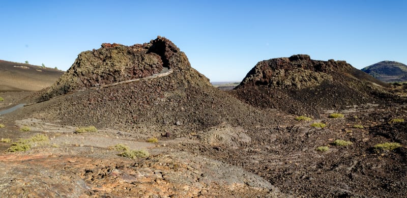 side view of the two spatter cones