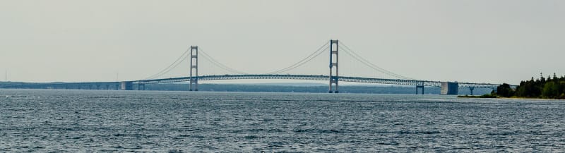 view of the mackinac bridge from the water