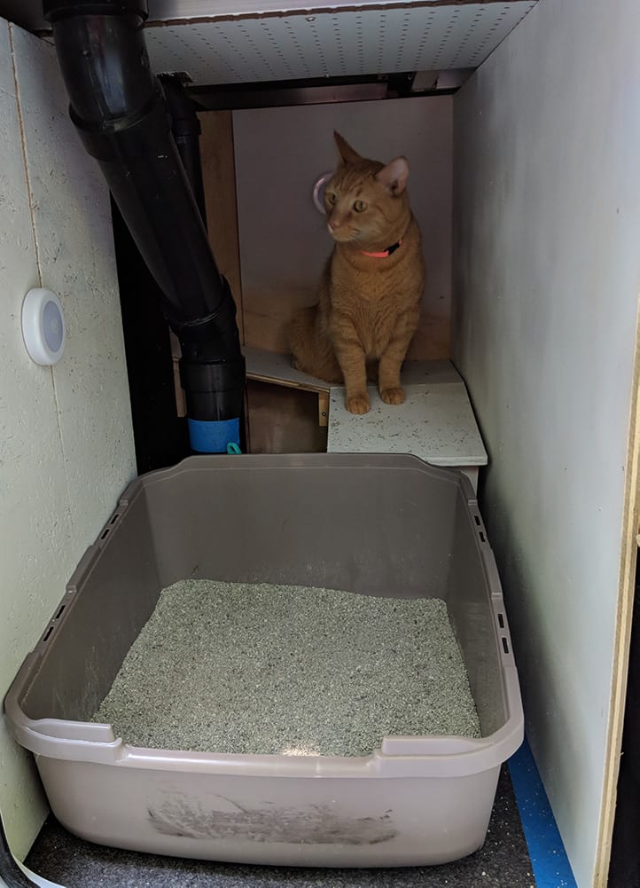 Inside of the finished litter box room.