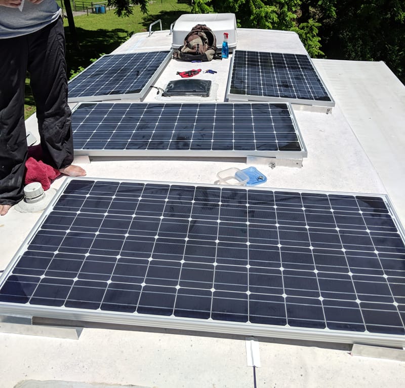 Solar panels on rv roof