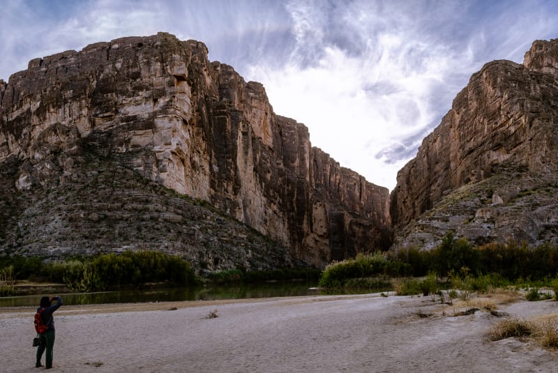 sushila in front of the entrance to santa elena canyon