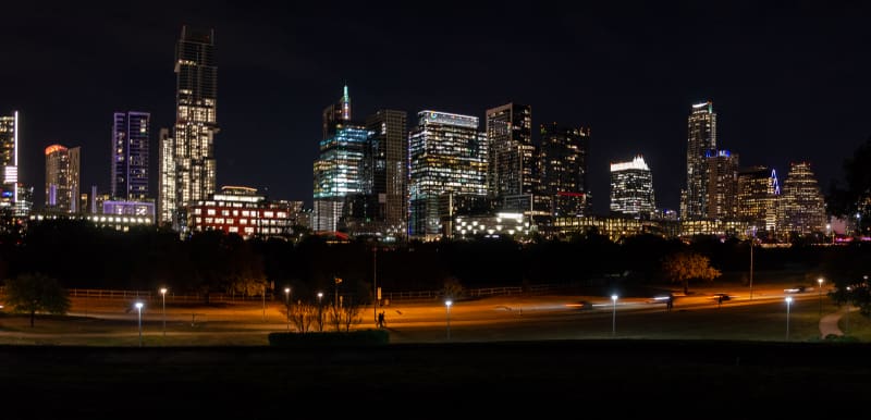 night view of the austin skyline