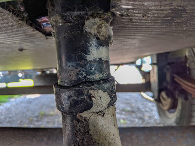 cracker sewer pipe under the rv