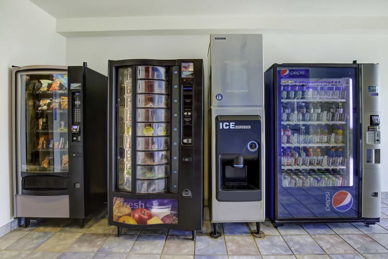 Snacks and ice are always close by, with full access on the main floor and select vending upstairs.