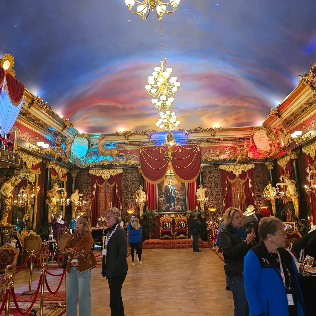 The Grand Ballroom features 25 life-sized statues sculpted by owner/artist Alan St. George.