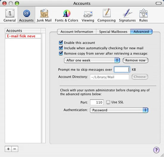 Mac haladó beállítások fül