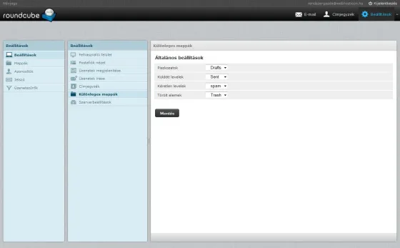 Roundcube Különleges mappák