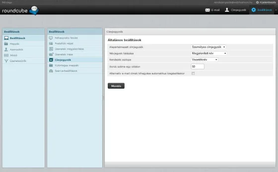 Roundcube Címjegyzék