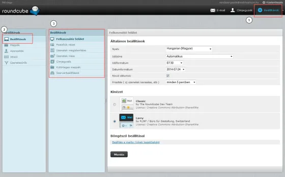 Roundcube felhasználói felülete