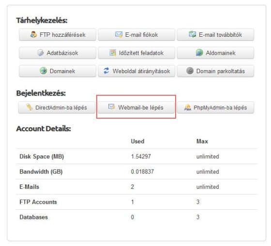 roundcube webmail bejelentkezés magyarul