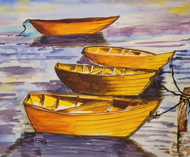 Description : When you halt a bit before sailing again.
Size : 9”W x 12”H x .5”W
Price : $75
Media  - Water Color
Subject  - Land scape
Disclaimer   - Each painting is handmade and is unique. Please give 2 weeks for shipping. This artwork will be made to order.