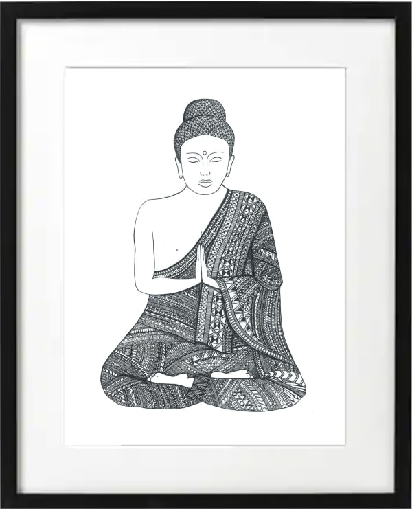 'The Buddha' Pen on 250gsm Paper. High Quality Print. This is a high quality print of the original pen drawing. **This piece has hidden words inside the drawing and comes with a card that describes the meaning of this animal. Available in two sizes 8.5in x 11in and 11in x 17in.