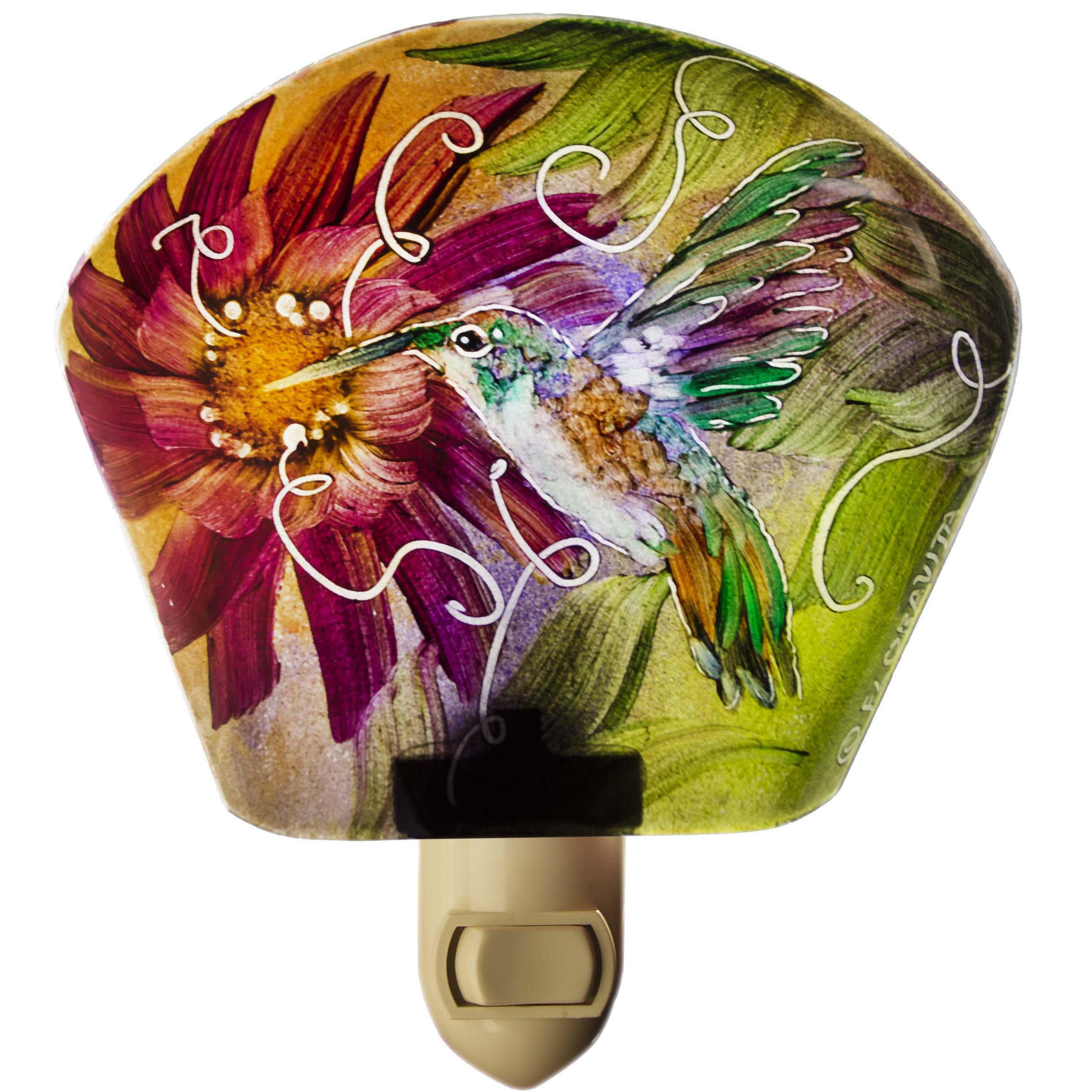 Flower and Hummingbird Night Light