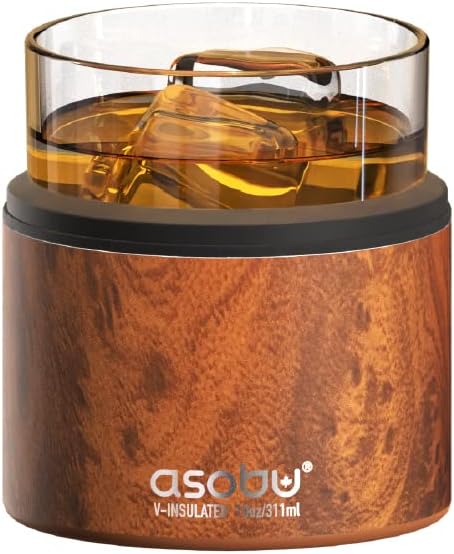 Asobu Whiskey Glass with Insulated Stainless Steel Sleeve
