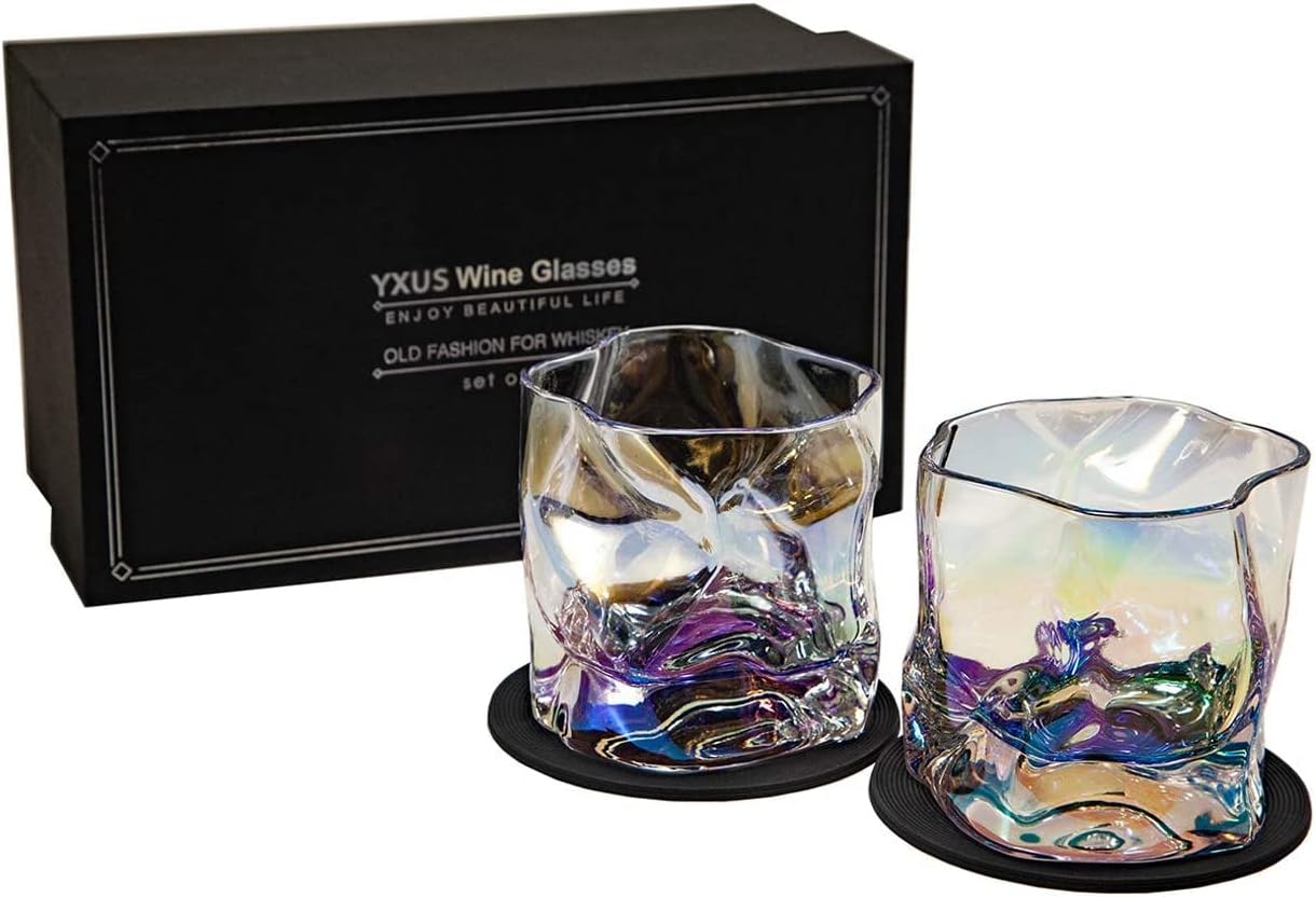 Crumpled Design Old Fashioned Whiskey Glasses