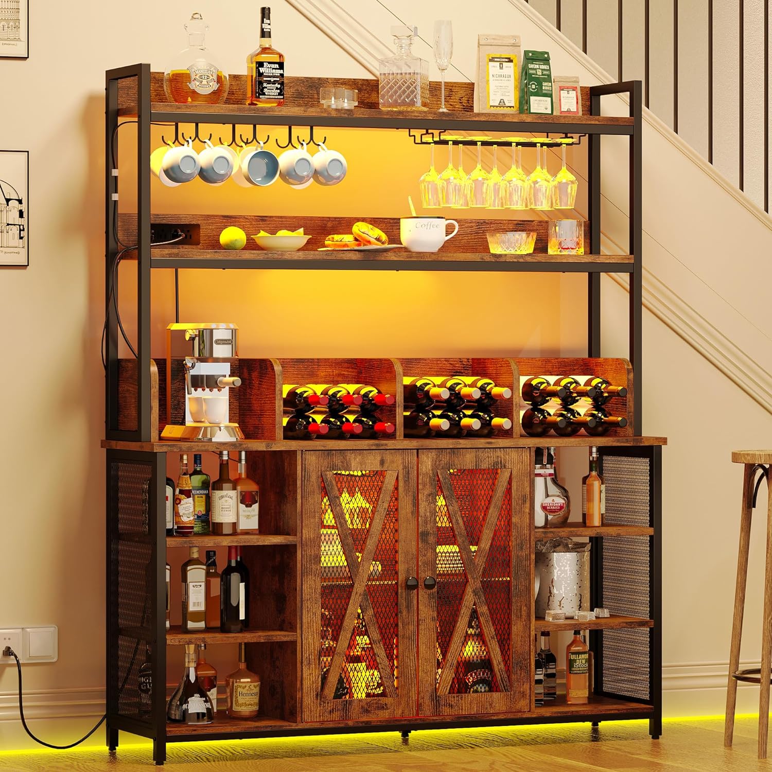 IRONCK 3-Tiers Liquor Cabinet Bar