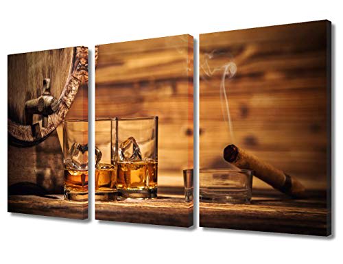 Whiskey Paintings Lit Cigar