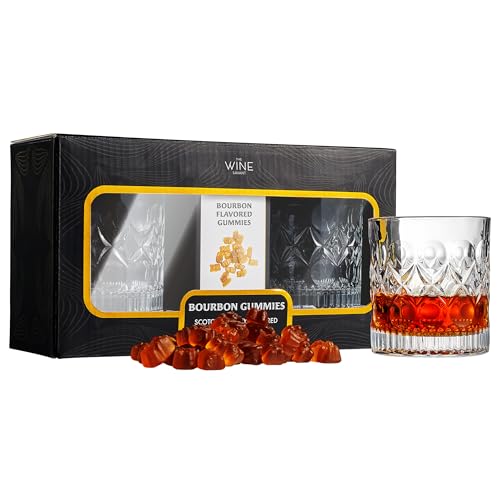 Bourbon Gummy Gift Set with 2 Whiskey Glasses