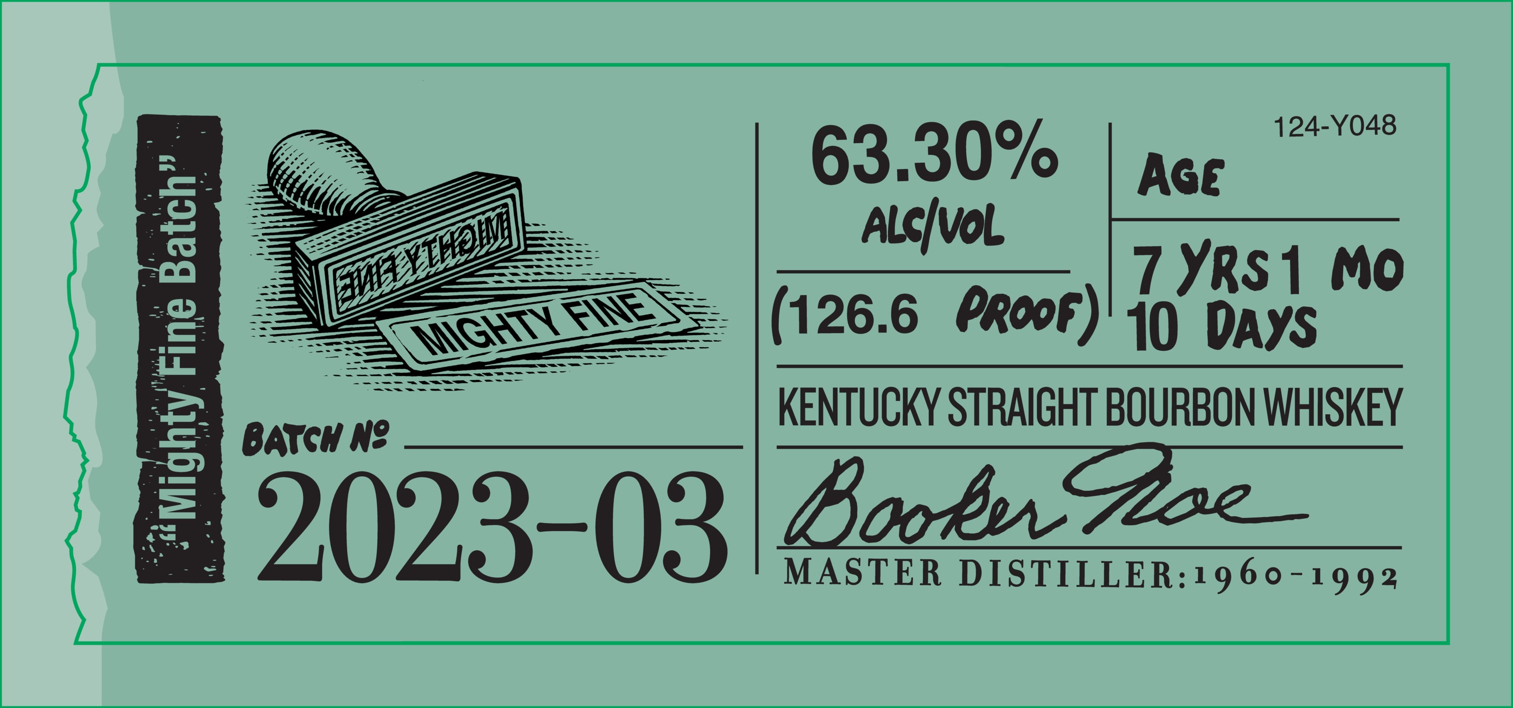 Booker’s Bourbon Mighty Fine Batch Label