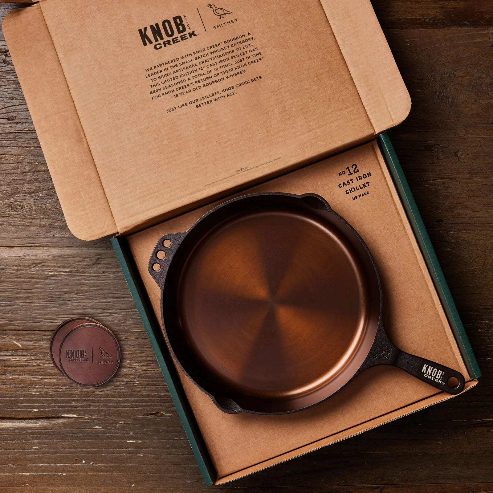Knob Creek 18 With Smithey Cast Iron Skillet