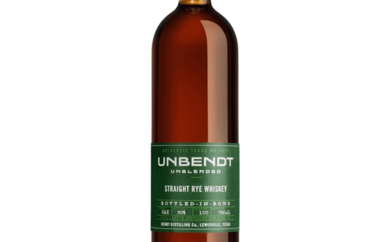 UNBENDT TEXAS BOTTLED IN BOND TEXAS STRAIGHT RYE WHISKEY