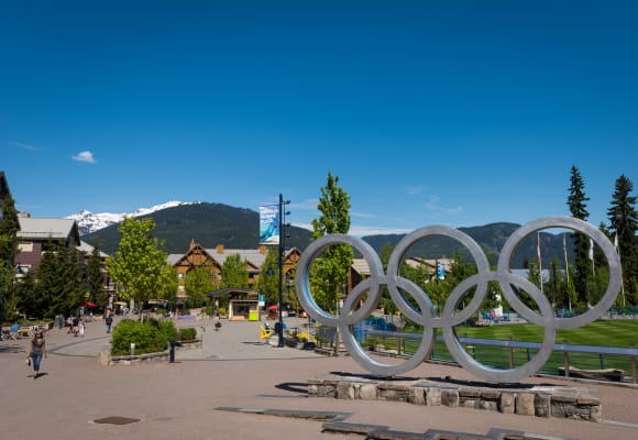 Whistler Village Olympic Rings (photo: Tourism Whistler / Mike Crane)