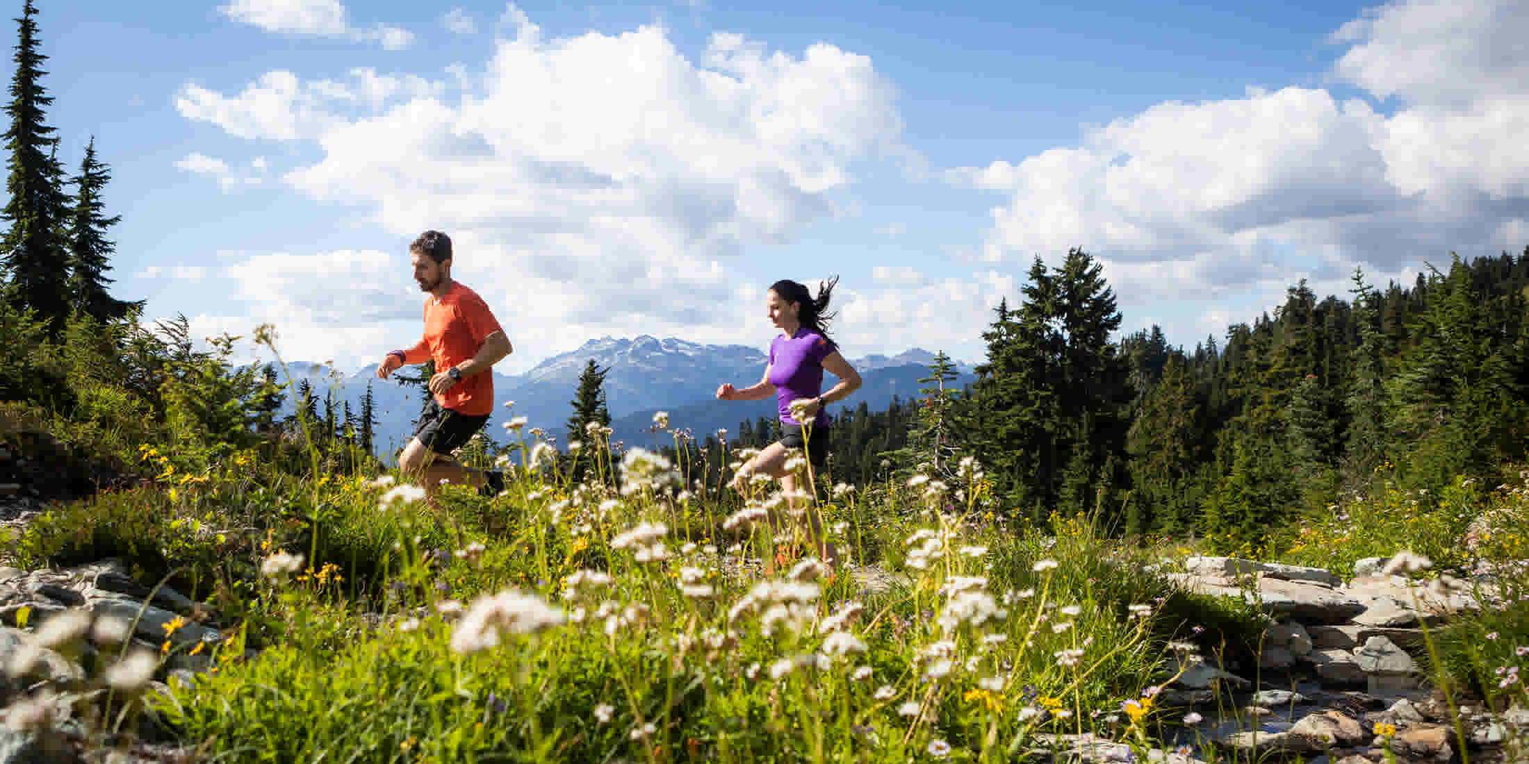 Trail running in an event in Whistler