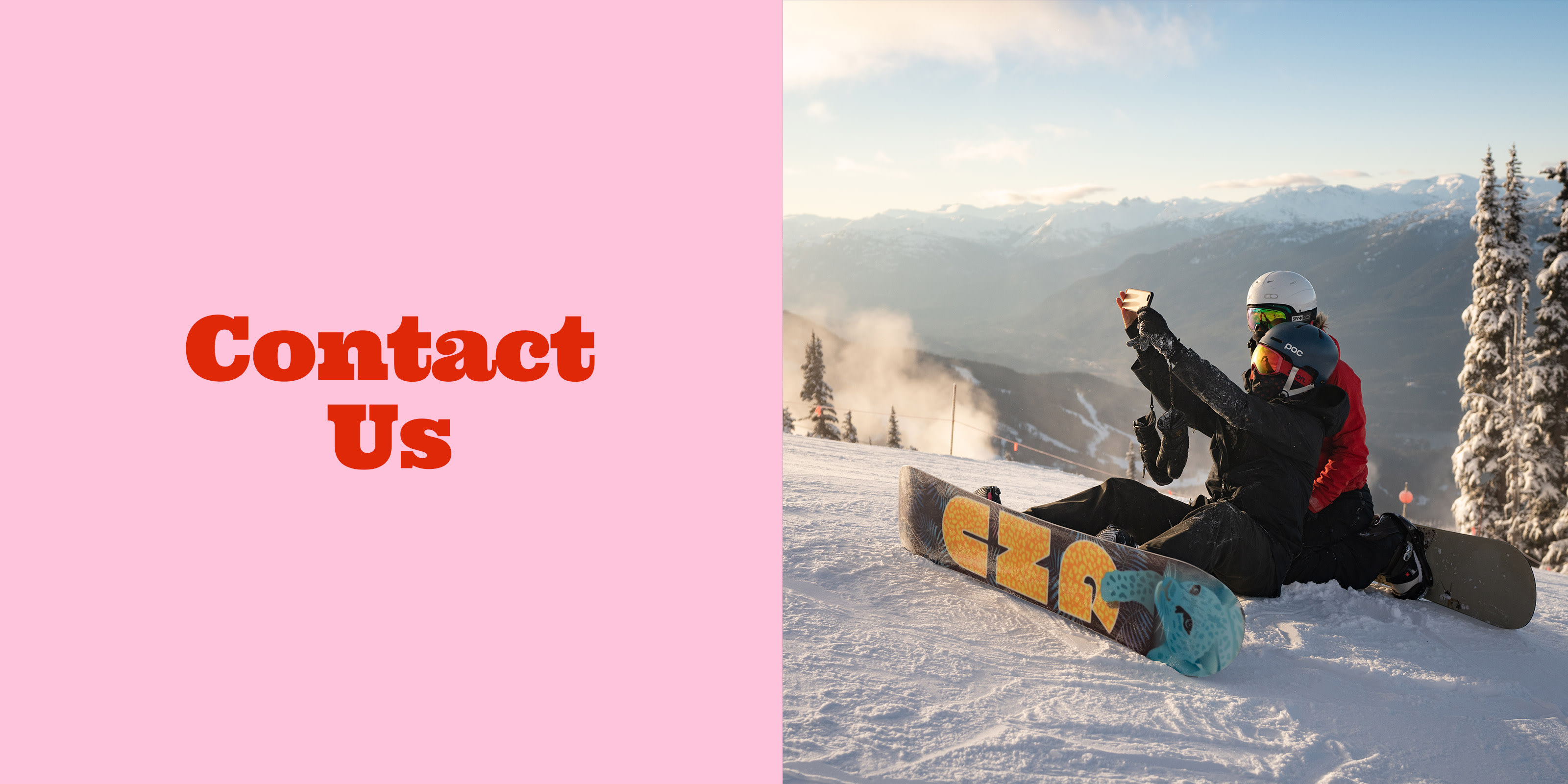 Two people taking a selfie on the slopes of Whistler Blackcomb in the winter